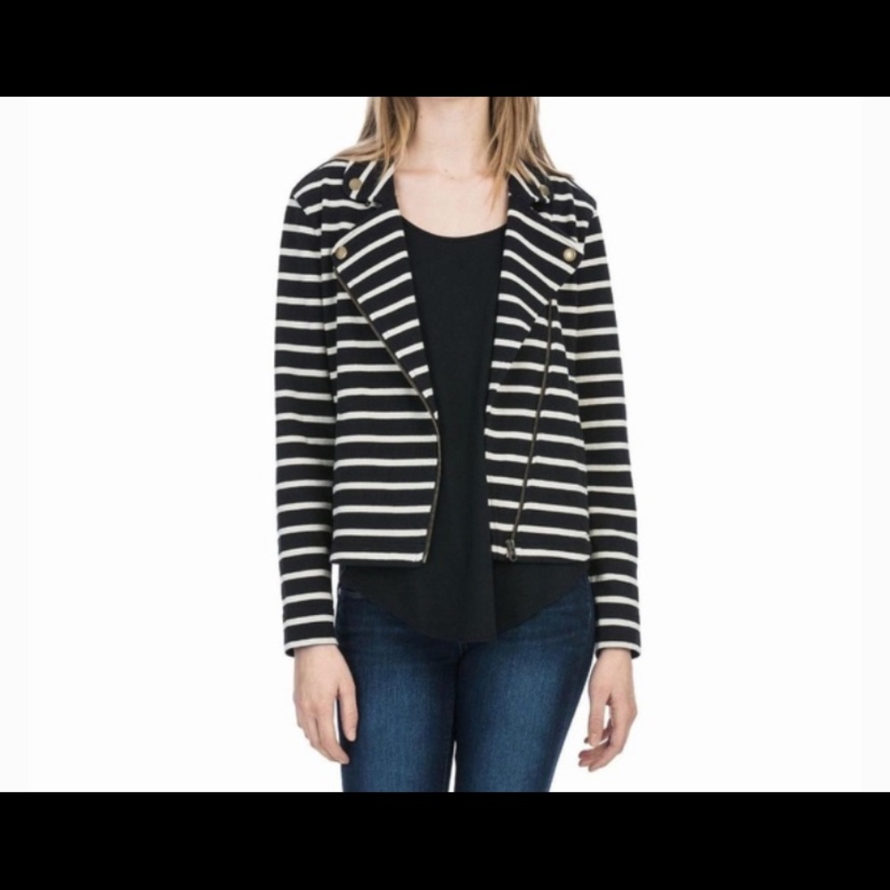 BAGATELLE NAVY & WHITE STRIPE JACKET BLAZER SIZE M
